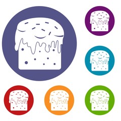 Easter cake icons set