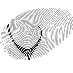 Alphabet Font fingerprint. Letter v. Vector illustration.