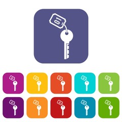 Hotel key icons set