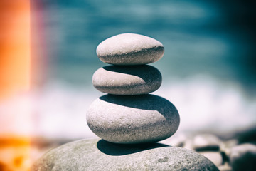 stack of pebbles balance harmony  - ocean, sea beach, vintage style