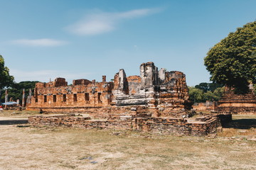 Ruins of Wat Phra Si Sanphet in Ayutthaya historical park, Thailand
