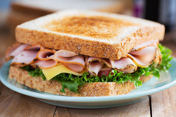 pepper ham sandwich in plate