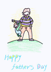 Childs crayon drawing of a Father's Day card
