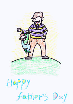 Childs crayon drawing of a Father's Day card