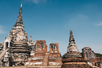 Ruins of Wat Phra Si Sanphet in Ayutthaya historical park, Thailand