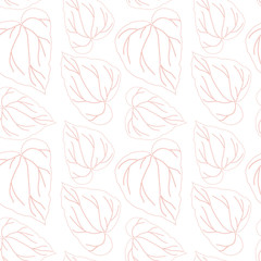 Floral vector seamless pattern with tropical leaves.