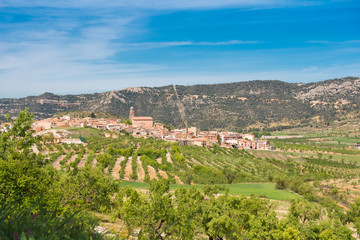 Fototapeta na wymiar View of the city of Ulldemolins, Catalunya, Spain. Copy space for text.