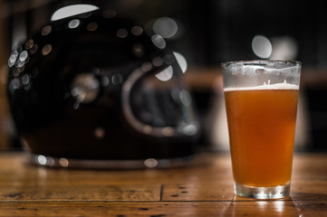 drink dont ride , glass of beer and helmet