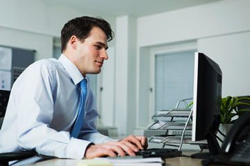 Office worker using computer