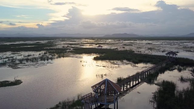 Aerial Drone View of Sam Roi Yot Mountain National Park in Kui Buri District, Prachuap Khiri Khan Province, Thailand
