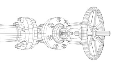 Industrial valve. Vector rendering of 3d