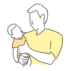 Happy father's day when Daddy and kids play hug and smile together in a happy time with a happy family cool daddy, line drawing vector illustration graphic design