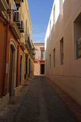 colorful narrow street in Almeria, Spain