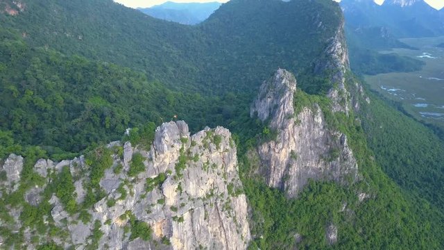 Aerial Drone View of Sam Roi Yot Mountain National Park in Kui Buri District, Prachuap Khiri Khan Province, Thailand
