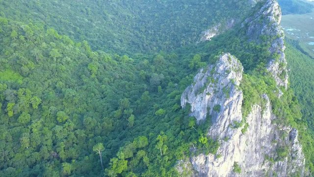 Aerial Drone View of Sam Roi Yot Mountain National Park in Kui Buri District, Prachuap Khiri Khan Province, Thailand
