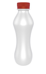 3D realistic render of yogurt or milk plastic bottle with red lid. Isolated on white background. Graphic concept for your design with clipping path.