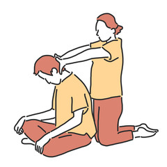 Spa and massage in variety poses. hand drawn. line drawing. vector illustration.