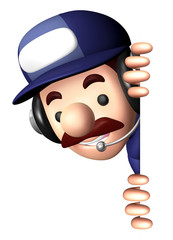 3D Specialist Mascot is holding a board with both hands.