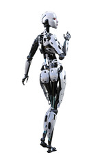 3D Rendering Female Robot on White