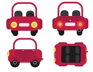 Naklejka premium Car From 4 Angles Illustrations In Flat Design