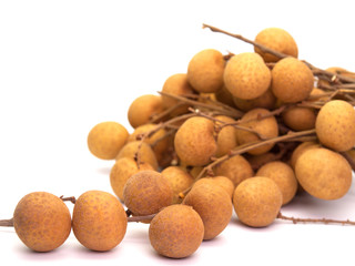 Longan Fruit Placed on a white background.