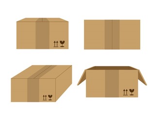 Cardboard Box Set Cartoon Illustration Vector