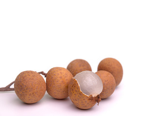 Longan Fruit Placed on a white background.