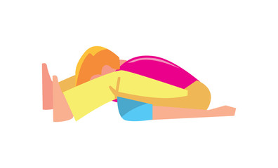 Little boy doing stretching isolated vector icon. Kids fitness exercise illustration, gymnastics for children and healthy lifestyle concept.