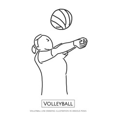 Volleyball line drawing illustration in various poses, line drawing vector illustration graphic design