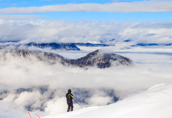 Naklejka na ściany i meble Skier on the slopes of the ski resort Soll, Tyrol, Austria