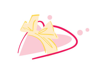 Happy valentine day isolated icon with pink heart. Love and wedding romantic symbol, just married hand drawn vector illustration.