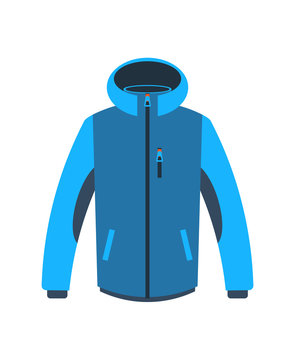Hiking winter jacket isolated vector icon. Outdoor activity, nature traveling equipment element.