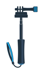 Pole for action camera isolated vector icon. Outdoor activity, nature traveling equipment element.