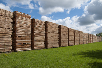 Lumber yard, wooden boards