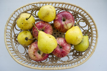 Basket of apples and pears