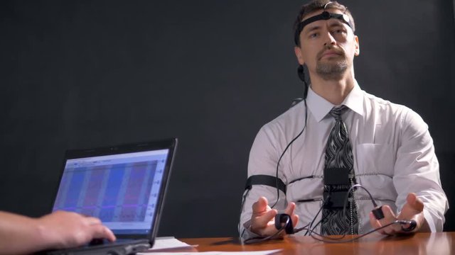 A low view on a relaxed polygraph device.