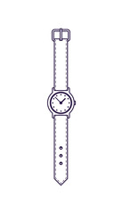 Classic wristwatch isolated vector icon. Man hand watch with bracelet vector illustration.