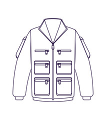 Touristic jacket isolated vector icon. Outdoor activity, nature traveling equipment element.