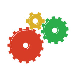 Colorful gears icon. Vector illustration