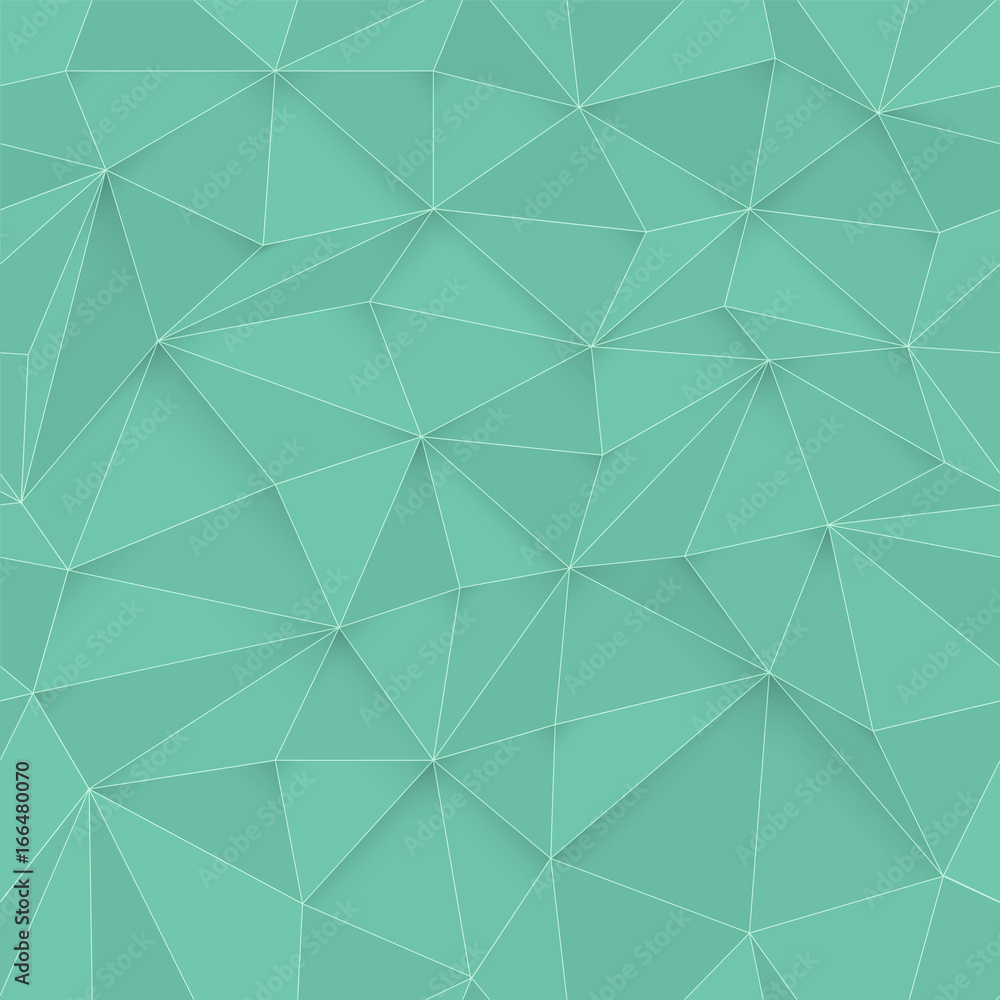 Poster White 3D triangle pattern, seamless vector. White design texture. White Low Poly Pattern Background