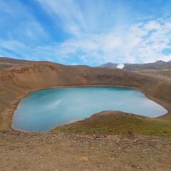 Volcano crater Viti with turquoise lake inside
