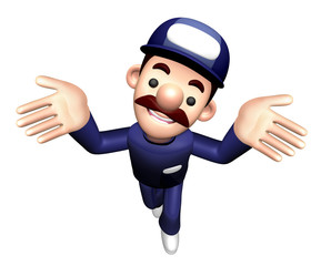 3D Technician Character is Unawareness Gesture.