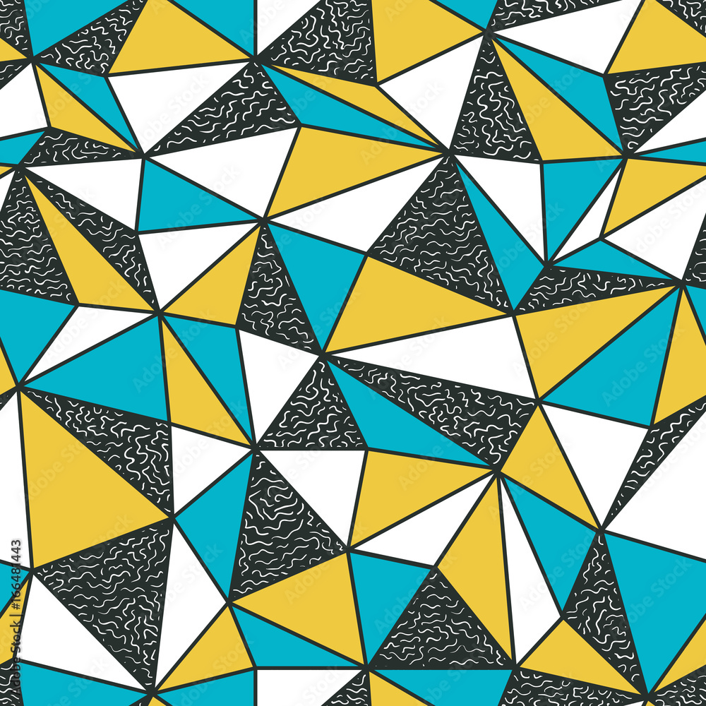Aufkleber Geometric seamless pattern in retro style. Vintage background. Low poly seamless repeat pattern. Triangular facets. Vector pattern.