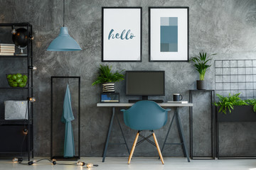 Stylish turquoise and gray interior