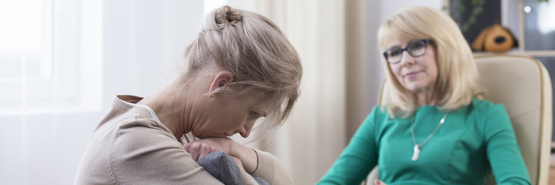 Stressed Woman During Therapy