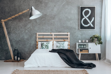 Simple black and white bedroom