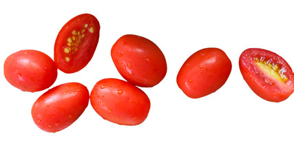 Fresh red cherry tomato on isolated white background with clipping path