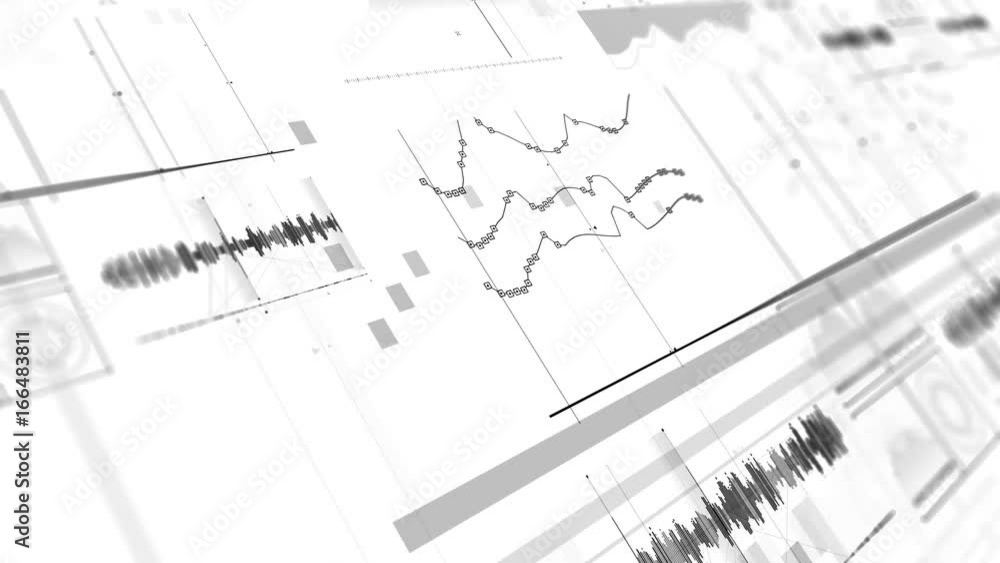 Poster 3d render abstract technology background with depth of field. abstract detailed elements. data analy