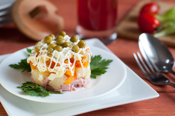 Salad Olivier. Russian traditional salad