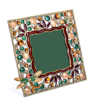 Colored photo frame inlaid with rhinestones